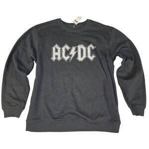 The Vinyl Icons AC/DC Crewneck Sweatshirt Women's Small Stud Black NWT